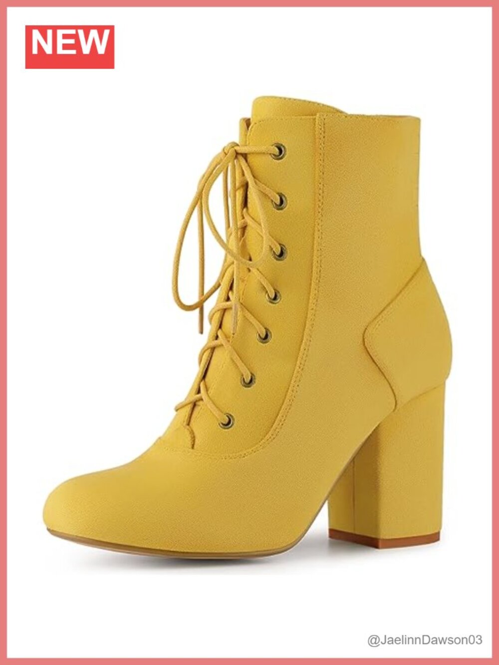 Chunky Heel Lace Up Ankle Boots Faux Suede
